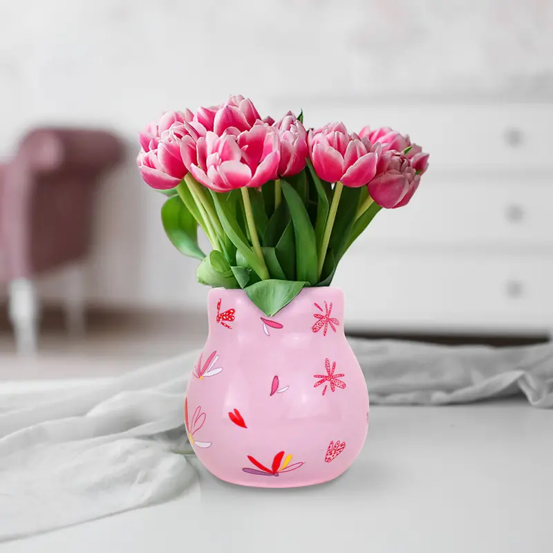 Jarrón De Cerámica, Color Rosa, 10 Cm 1