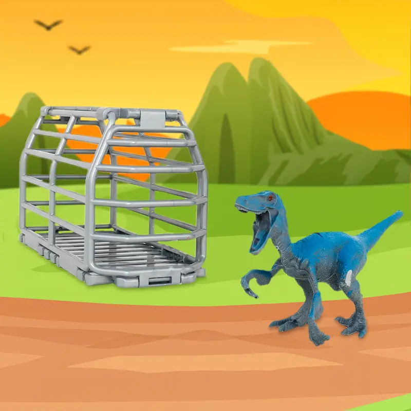 Jaula Con Dinosaurio Color Azul 1