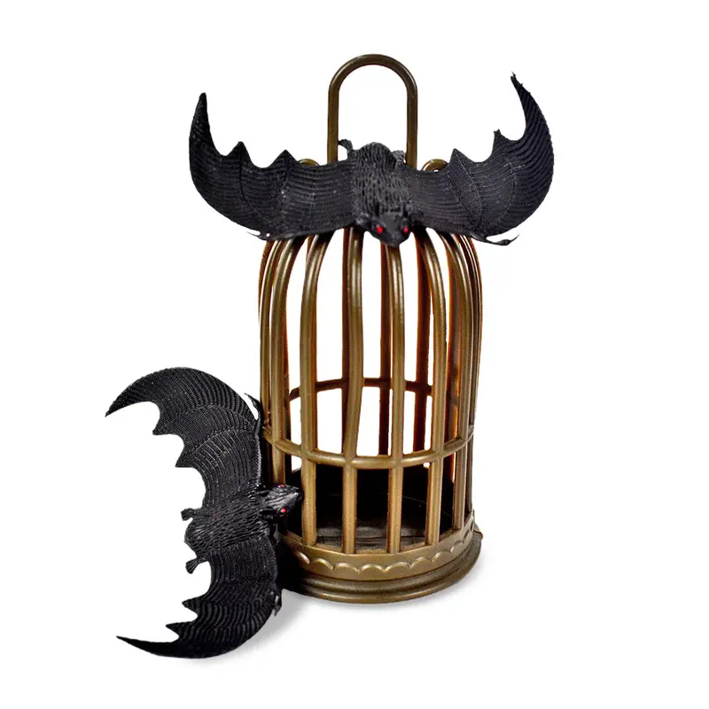 Jaula Con Murciélagos De Plástico Para Decoración 2