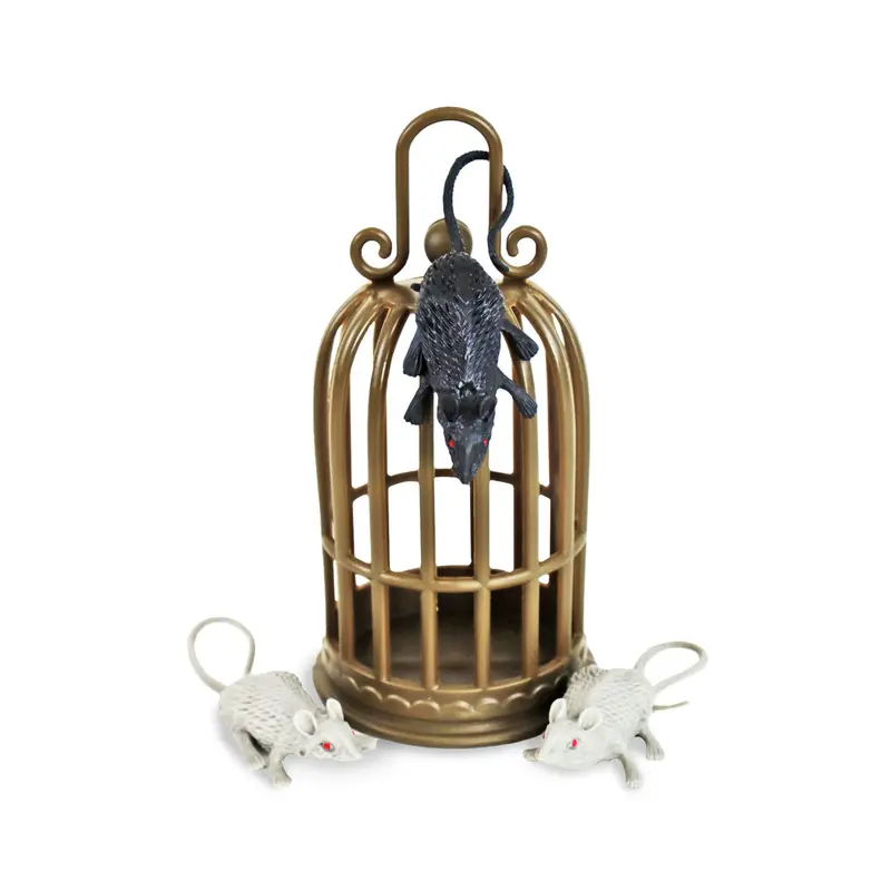 Jaula Con Ratones De Plástico Para Decoración 2