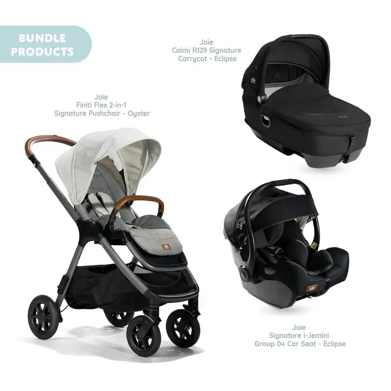 Joie Finiti Signature Pushchair With I-Jemini Car Seat & Calmi Carrycot - Oyster 1