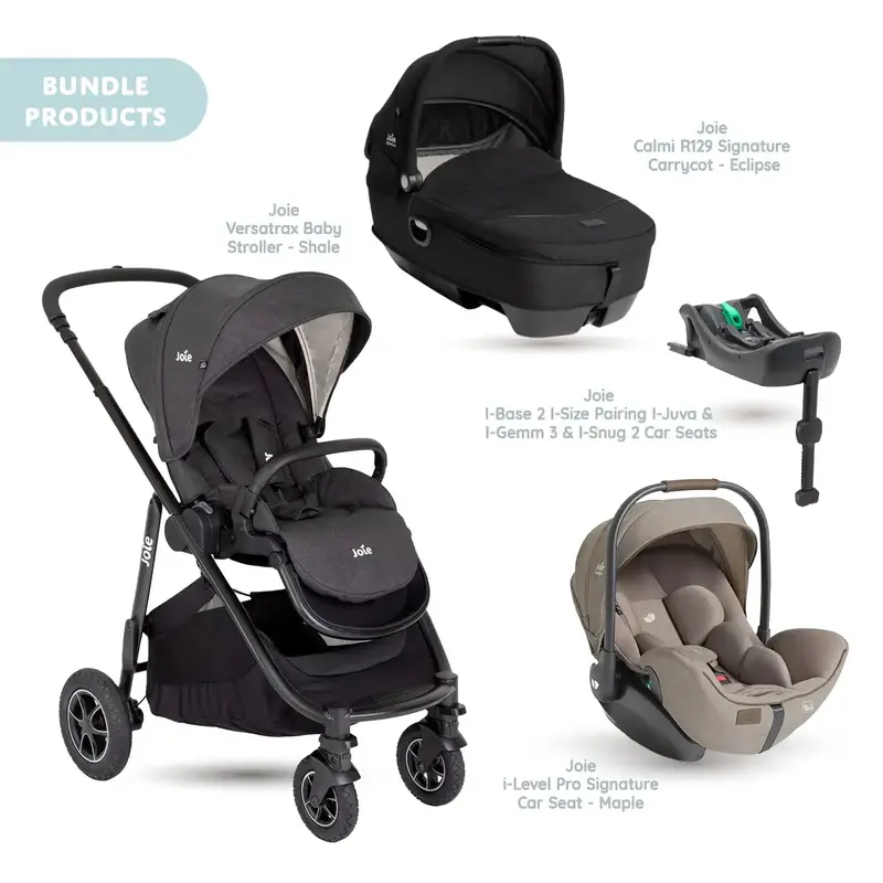 Joie Versatrax Pushchair With I-Level Pro Car Seat & Base & Calmi Carrycot Travel System - Shale 1