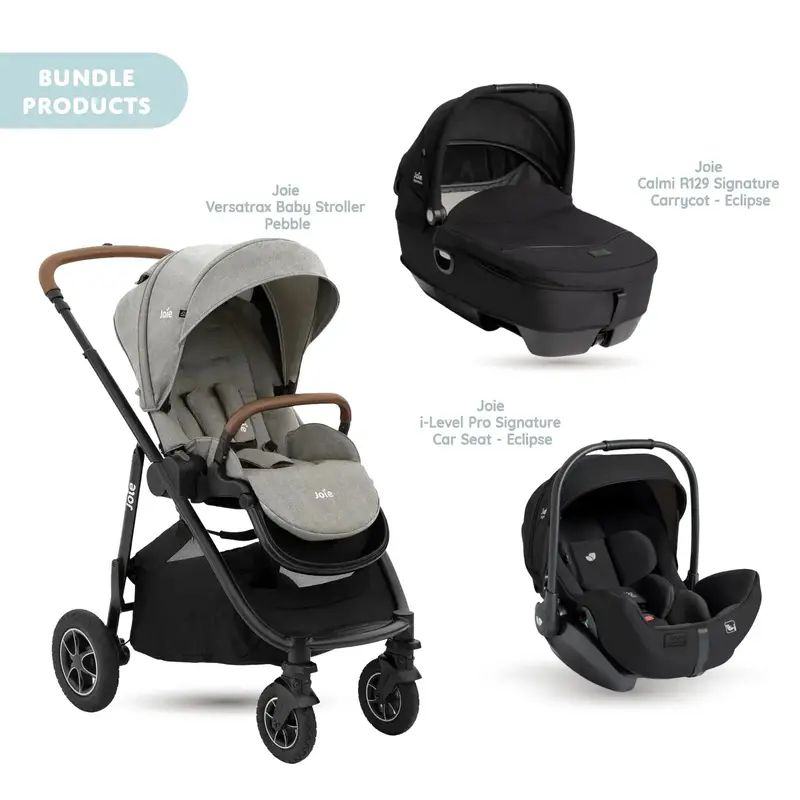 Joie Versatrax Pushchair With I-Level Pro Car Seat & Calmi Carrycot Travel System - Pebble 1