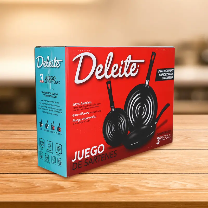 Juego De 3 Sartenes Deleite Vasconia, Color Negro 2