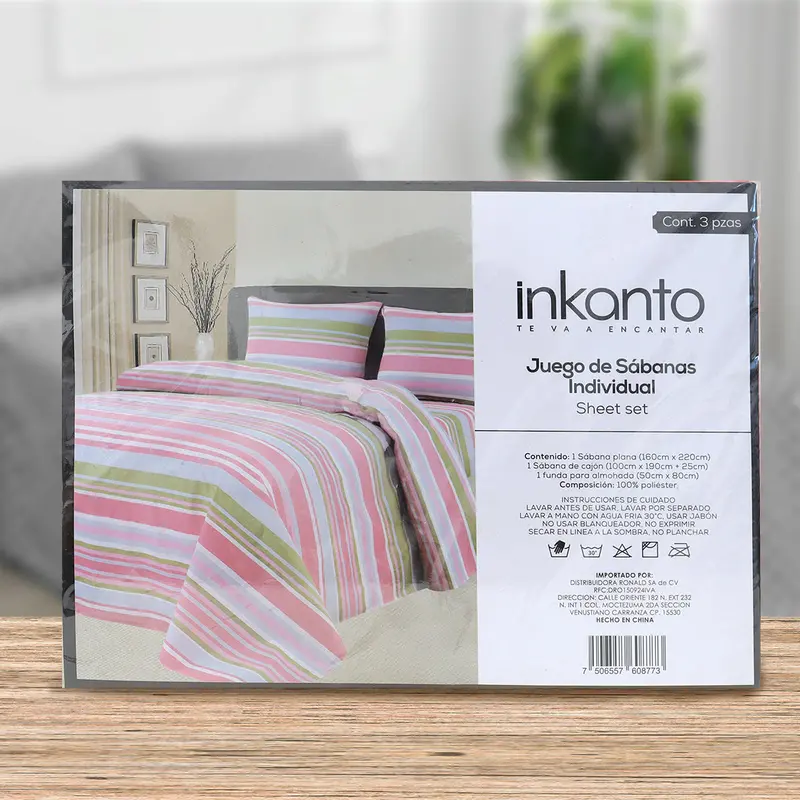 Juego De Sábanas Individual, Colores, Diseño Líneas 2