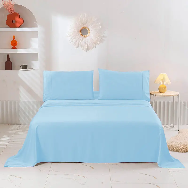 Juego De Sábanas Matrimonial, Color Azul Cielo 1