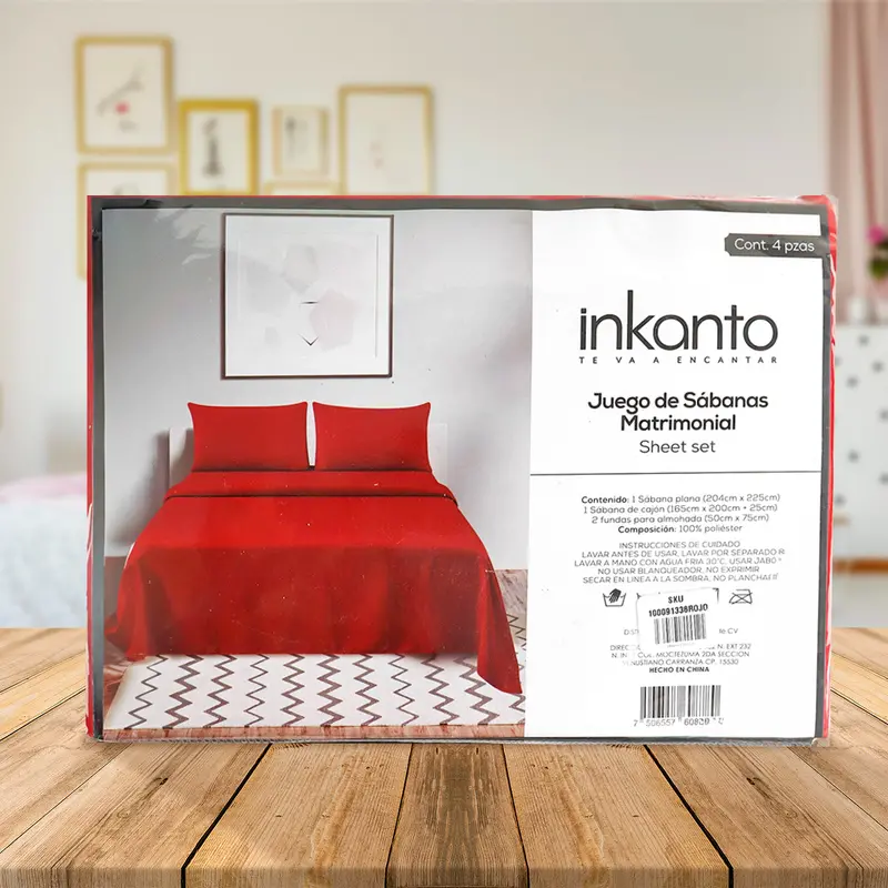 Juego De Sábanas Matrimonial, Color Rojo 1