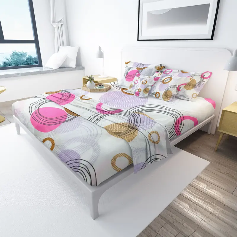 Juego De Sábanas Matrimonial Con Diseño De Círculos 1