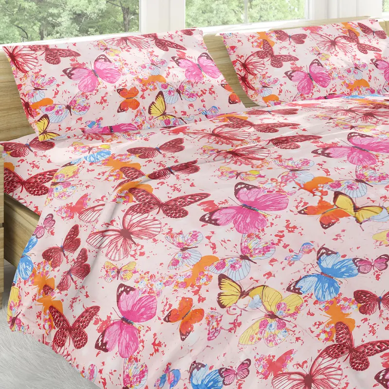 Juego De Sábanas Matrimonial Con Diseño De Mariposas 1