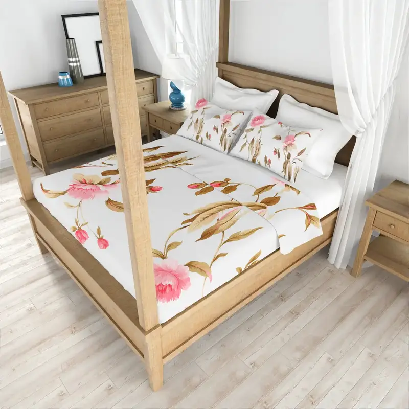 Juego De Sábanas Matrimoniales, Diseño Flores 1
