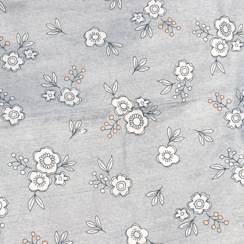 Juego De Sábanas Matrimoniales, Diseño Flores, Color Gris 2