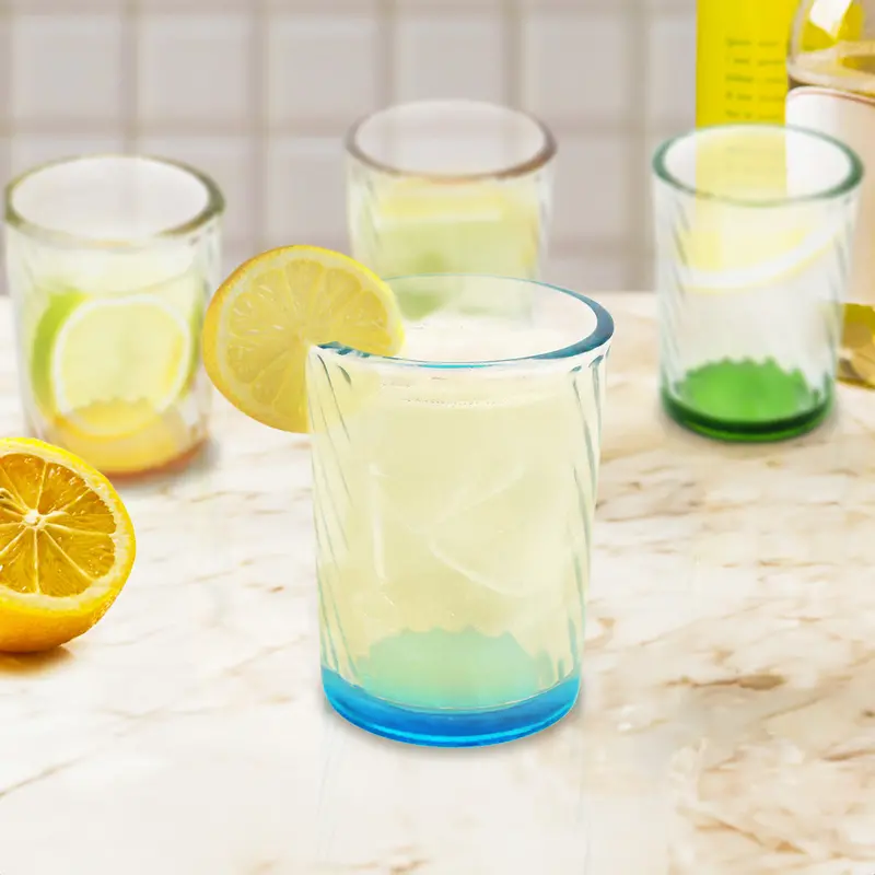 Juego De Vasos Cristal Transparente Con Colores, 4 Pzas 1