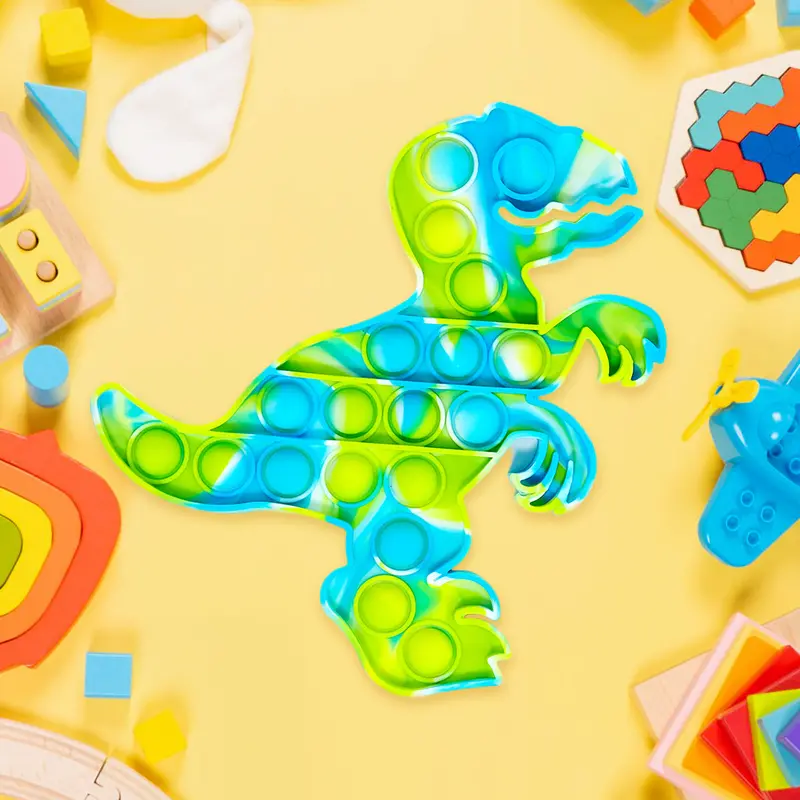 Juguete De Dinosaurio Pop It Color Verde/Azul Para Aliviar El Estrés 1