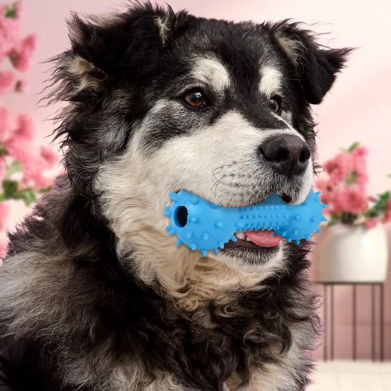 Juguete Masticable En Forma De Barra Con Pesas Color Azul Para Mascota 1