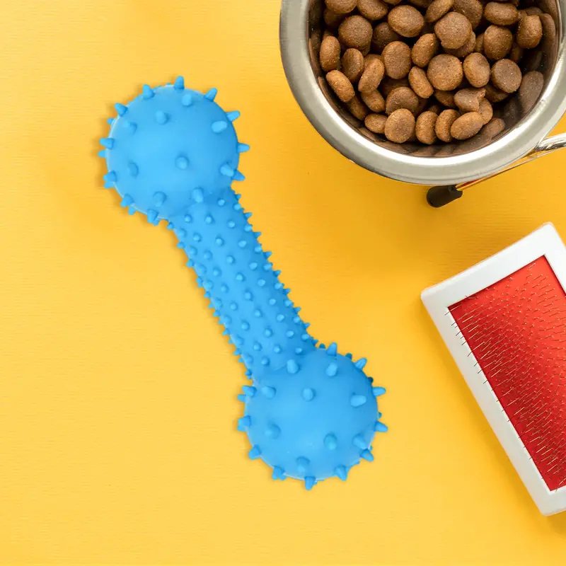 Juguete Masticable En Forma De Barra Con Pesas Color Azul Para Mascota 2
