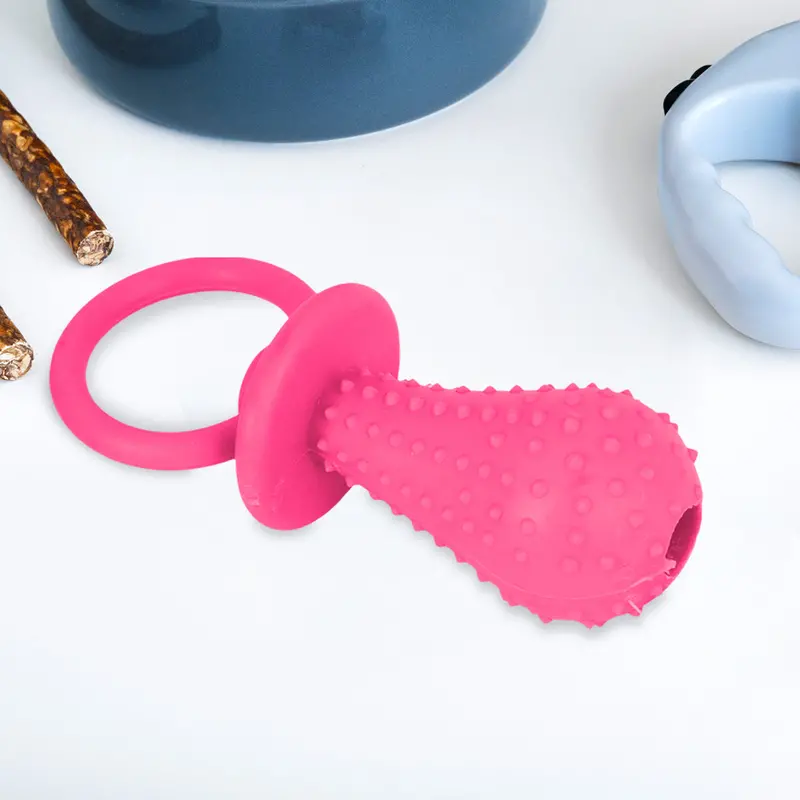 Juguete Masticable En Forma De Chupón Color Rosa Para Mascota 1