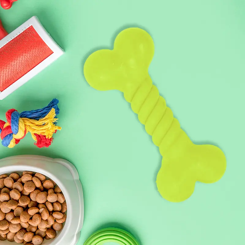 Juguete Masticable En Forma De Hueso Para Mascota, Color Verde 2