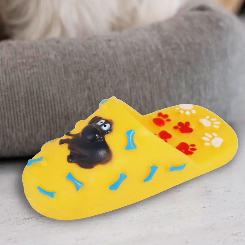 Juguete Para Mascota En Forma De Pantufla, Color Amarillo 2