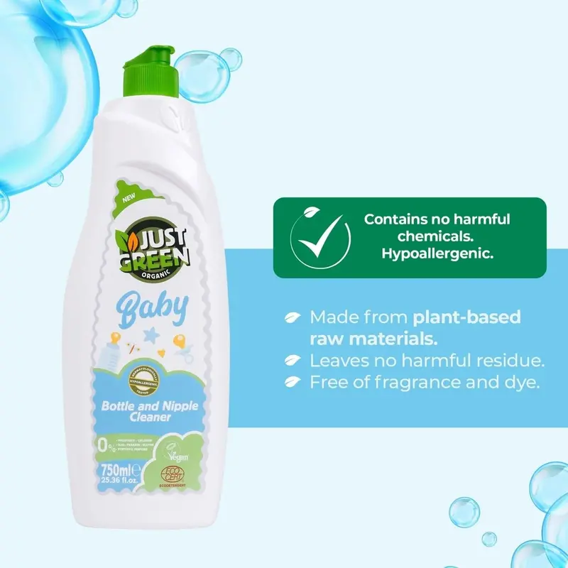 Just Green Organic Baby Bottle & Nipple Cleaner 750Ml 2