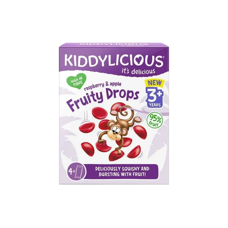 Kiddylicious Raspberry & Apple Fruity Drops 3+ Years 64G (4X16g) 1