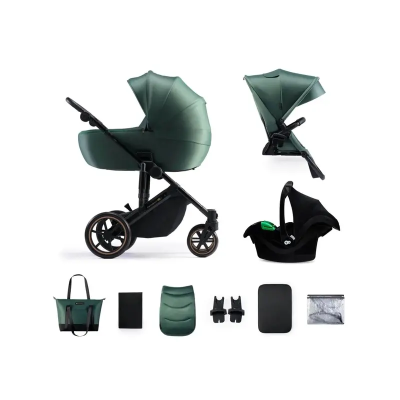 Kinderkraft 3-In-1 Mink Pro Prime 2 Travel System With Car Seat - Dark Green 1