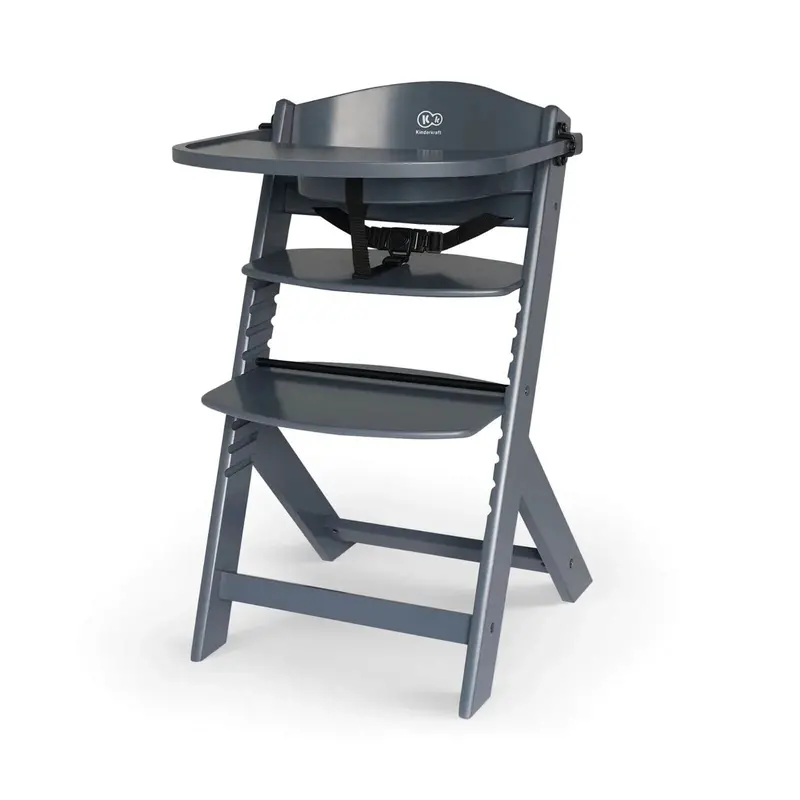 Kinderkraft Enock Wooden Highchair - Full Grey 1