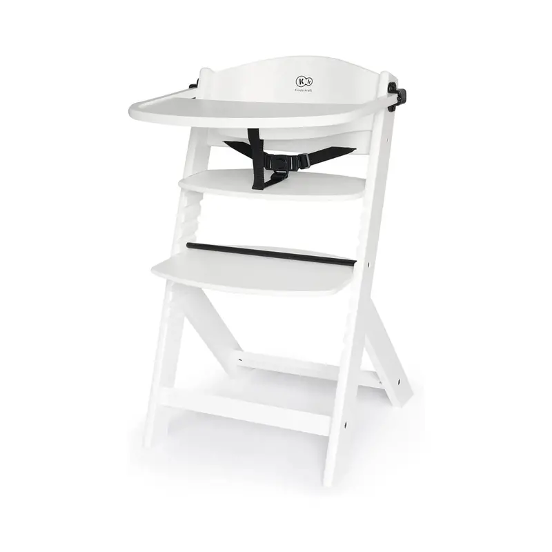 Kinderkraft Enock Wooden Highchair - White 1