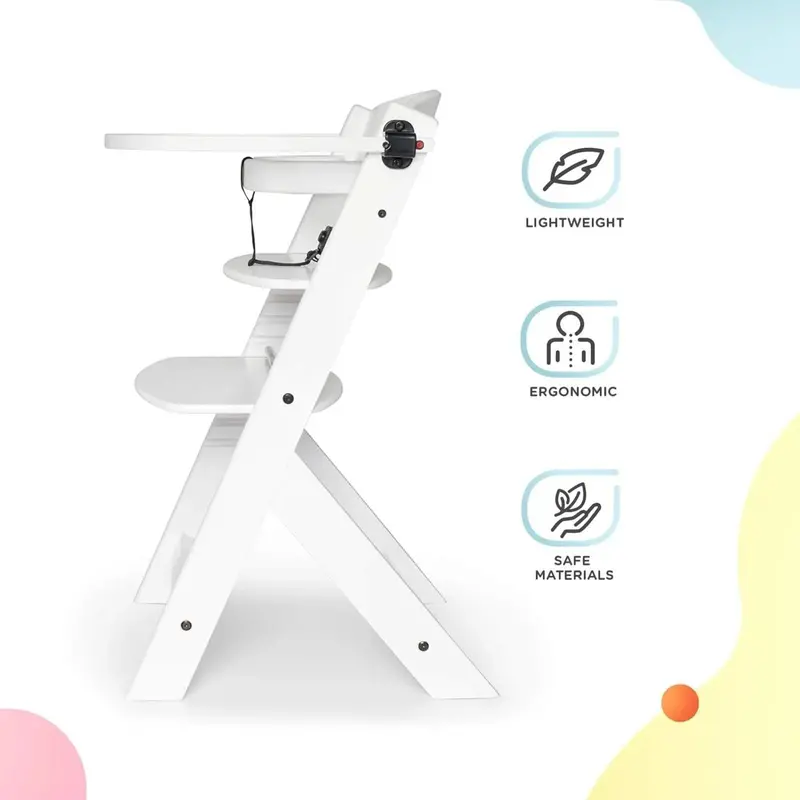Kinderkraft Enock Wooden Highchair - White 2
