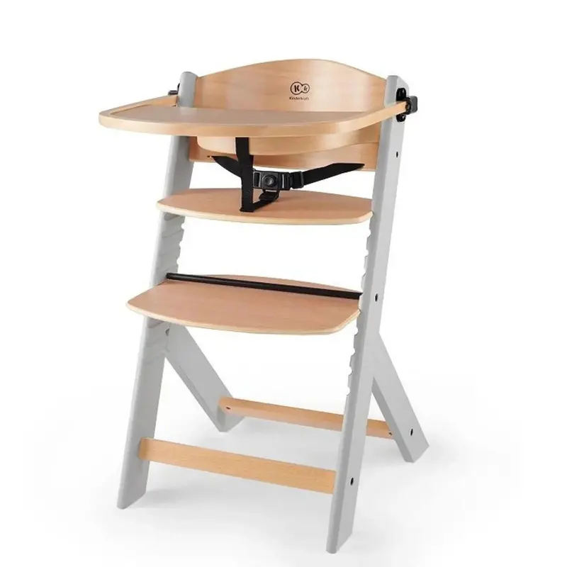 Kinderkraft Enock Wooden Highchair - Wooden Grey 1