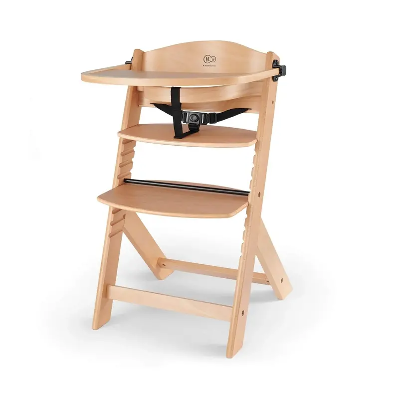 Kinderkraft Enock Wooden Highchair - Wooden Natural 1