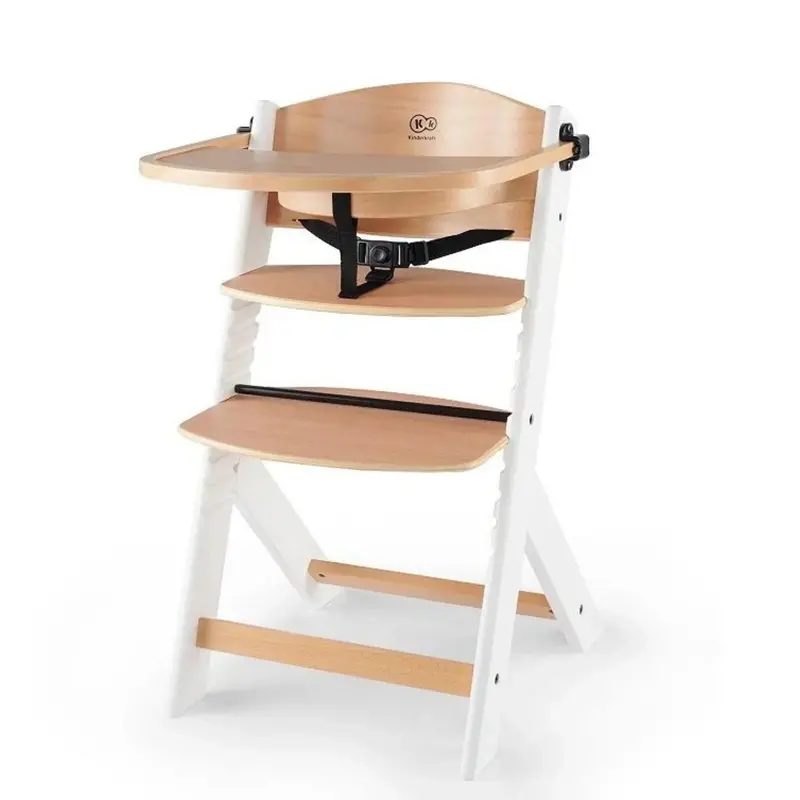 Kinderkraft Enock Wooden Highchair - Wooden White 1