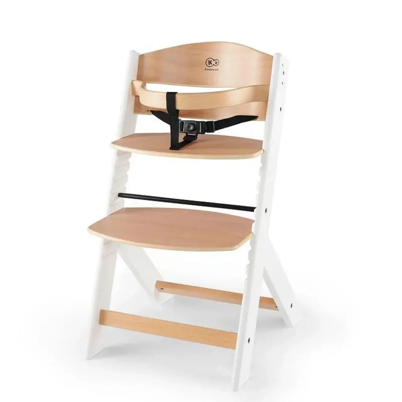 Kinderkraft Enock Wooden Highchair - Wooden White 2