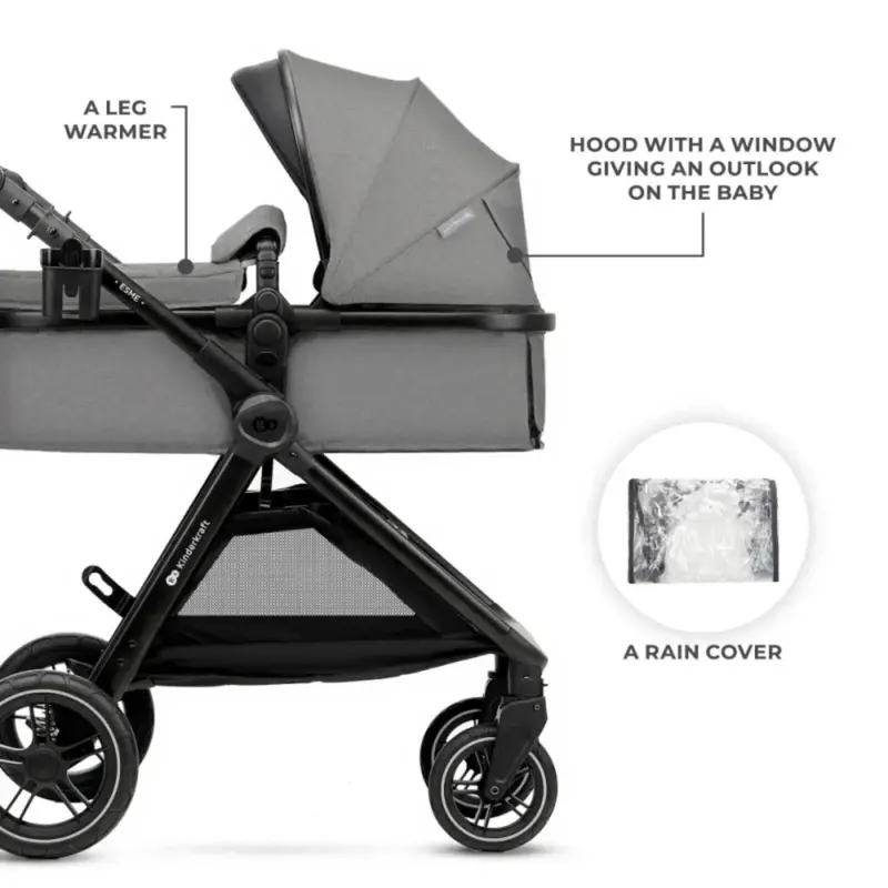 Kinderkraft Esme 3-In-1 Travel System With Mink Pro Car Seat - Moonlight Grey 2