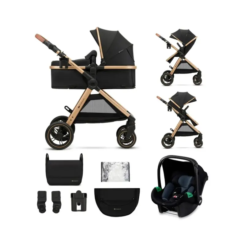 Kinderkraft Esme 3-In-1 Travel System With Mink Pro Car Seat - Pure Black 1