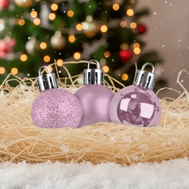 Kit De 12 Esferas Navideñas, Color Rosa Claro 1
