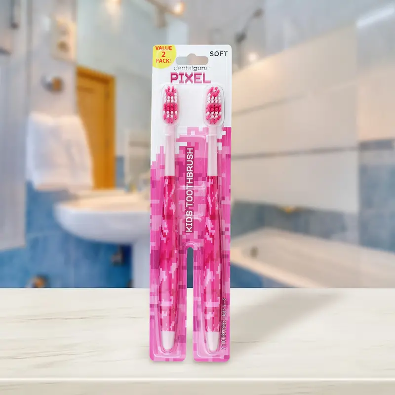 Kit De 2 Cepillos De Dientes Para Niñas, Color Rosa 1