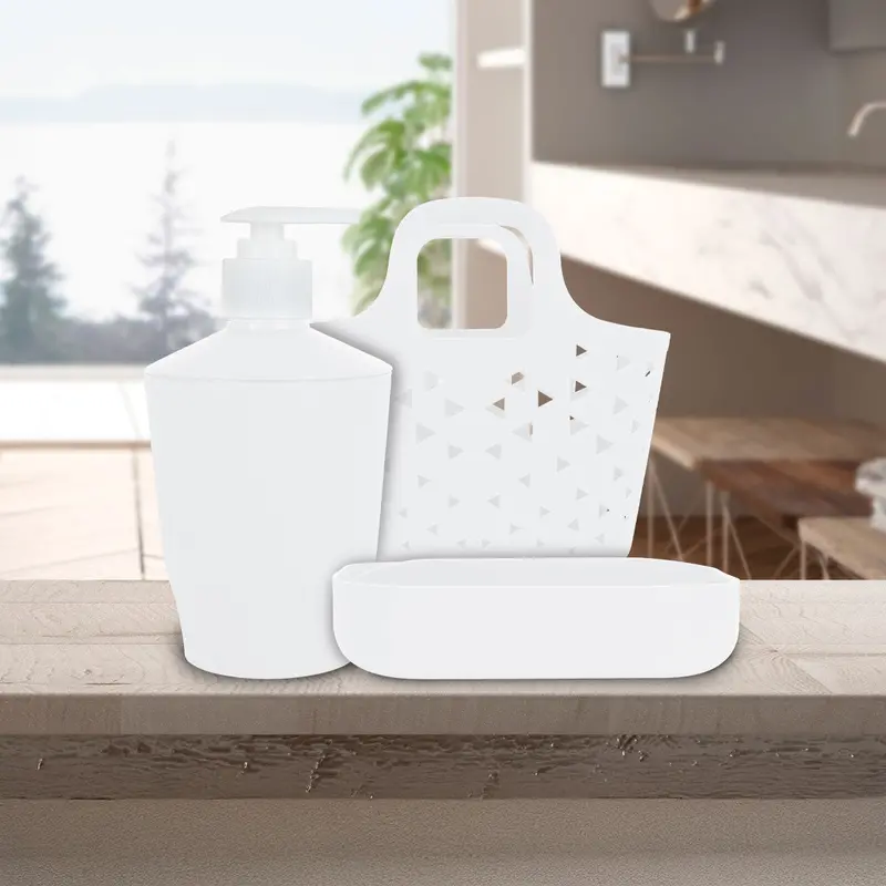 Kit De 3 Accesorios Color Blanco Para Baño 1
