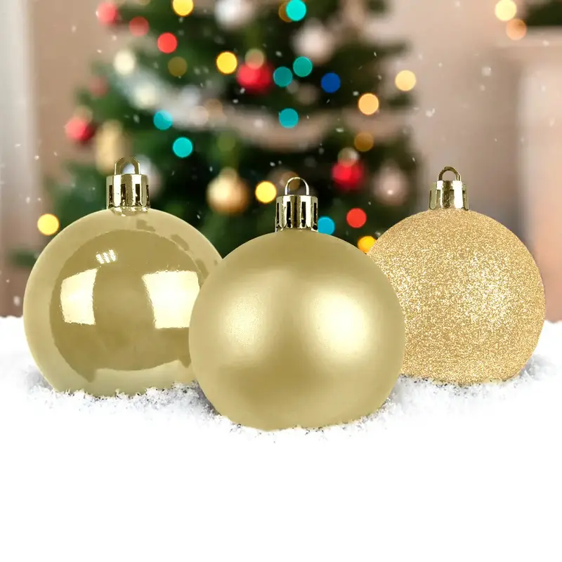 Kit De 30 Esferas Navideñas, Color Dorado 1