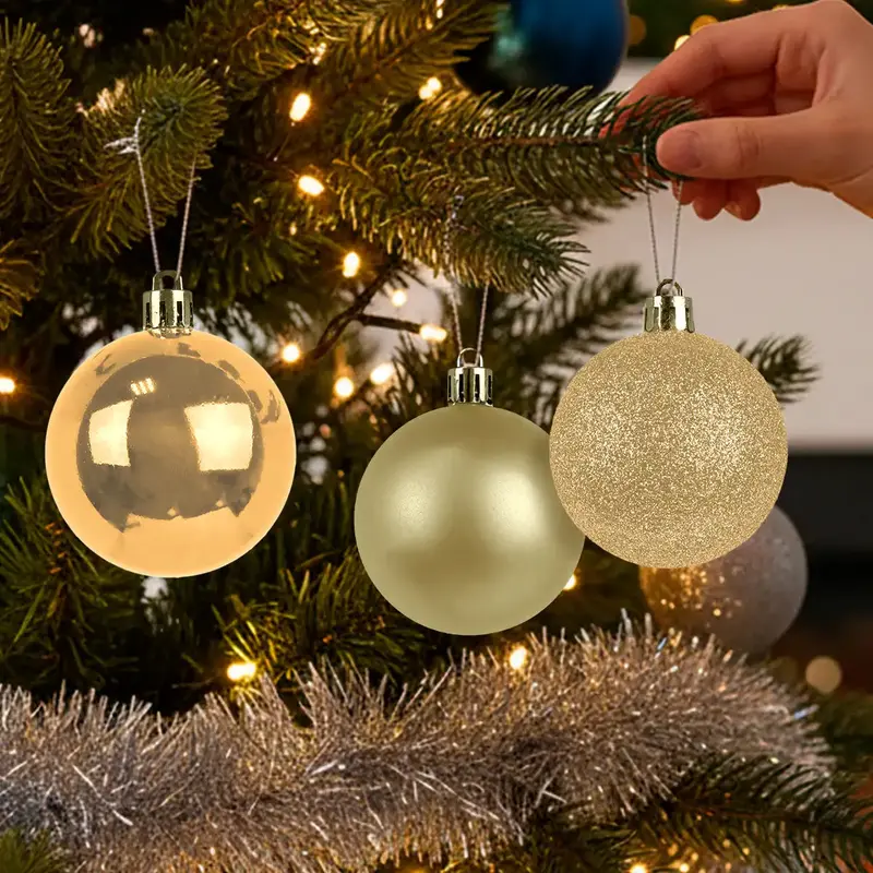 Kit De 30 Esferas Navideñas, Color Dorado 2