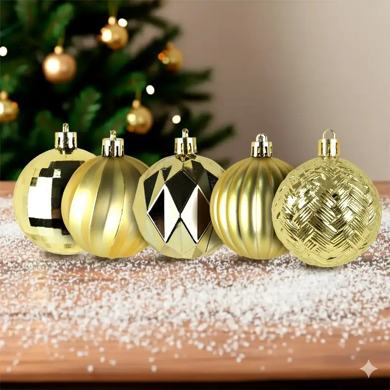 Kit De 30 Esferas Navideñas, Color Oro 2