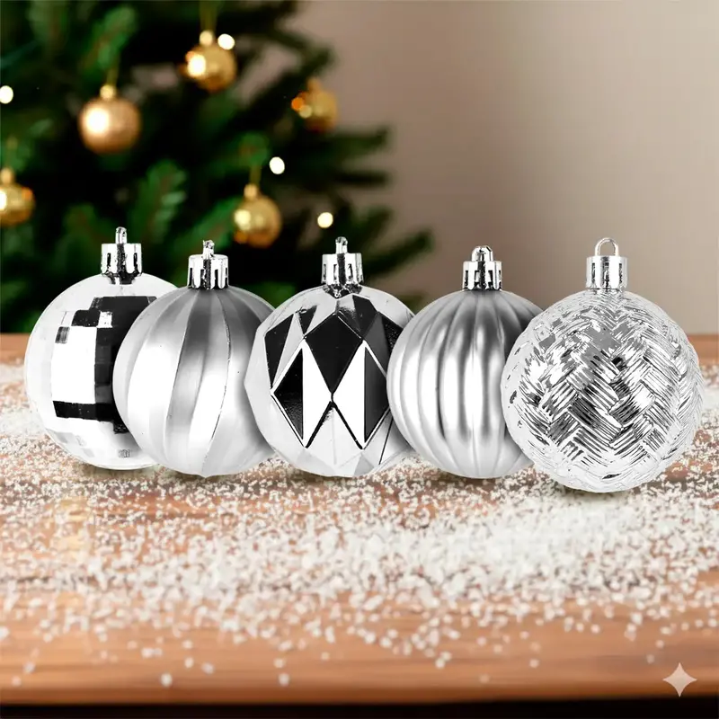 Kit De 30 Esferas Navideñas, Color Plata 2