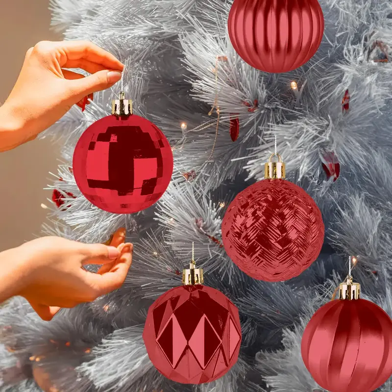 Kit De 30 Esferas Navideñas, Color Rojo 1