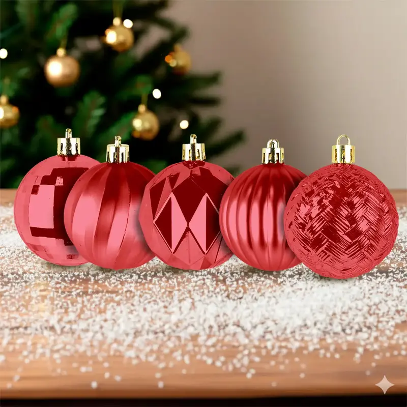 Kit De 30 Esferas Navideñas, Color Rojo 2
