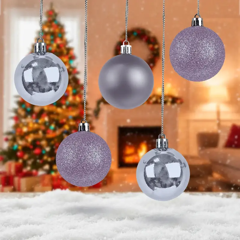 Kit De 5 Esferas Navideñas, Color Lila 2