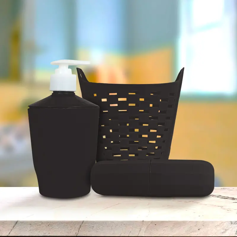 Kit De Accesorios Color Negro Para Baño, 3 Pzas 2