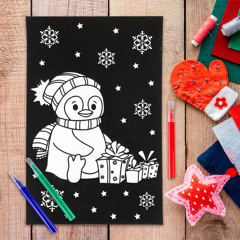 Kit De Colorear Navideño, Pinguino 2