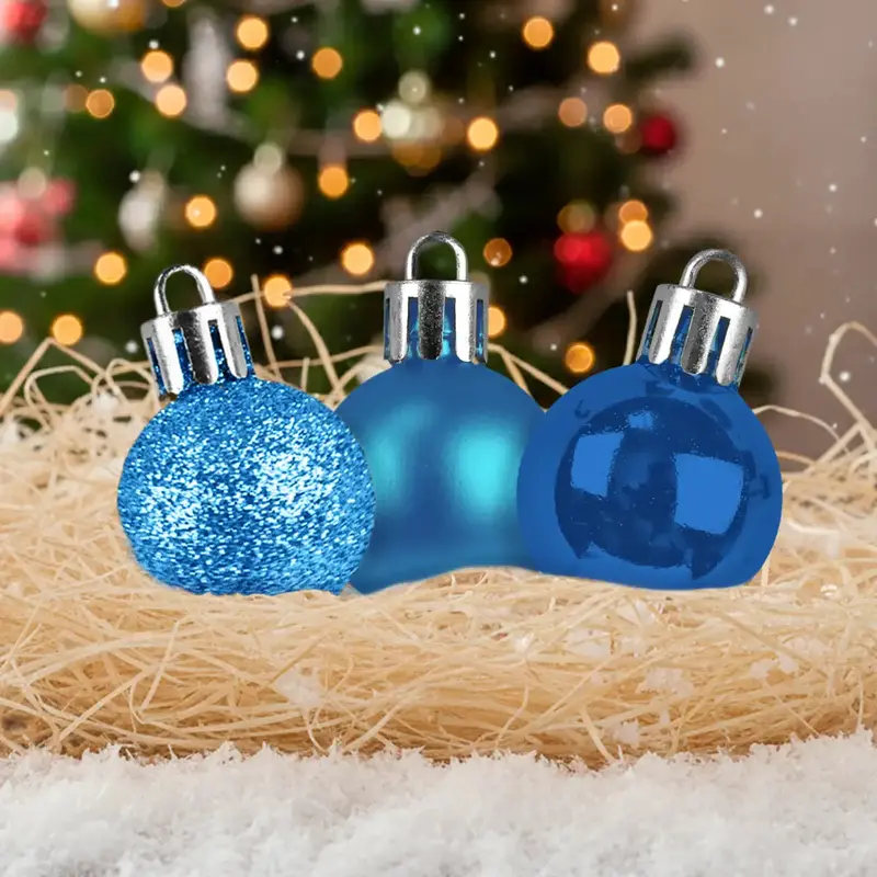 Kit De Esferas Navideñas, 12 Pzas, Color Azul 1