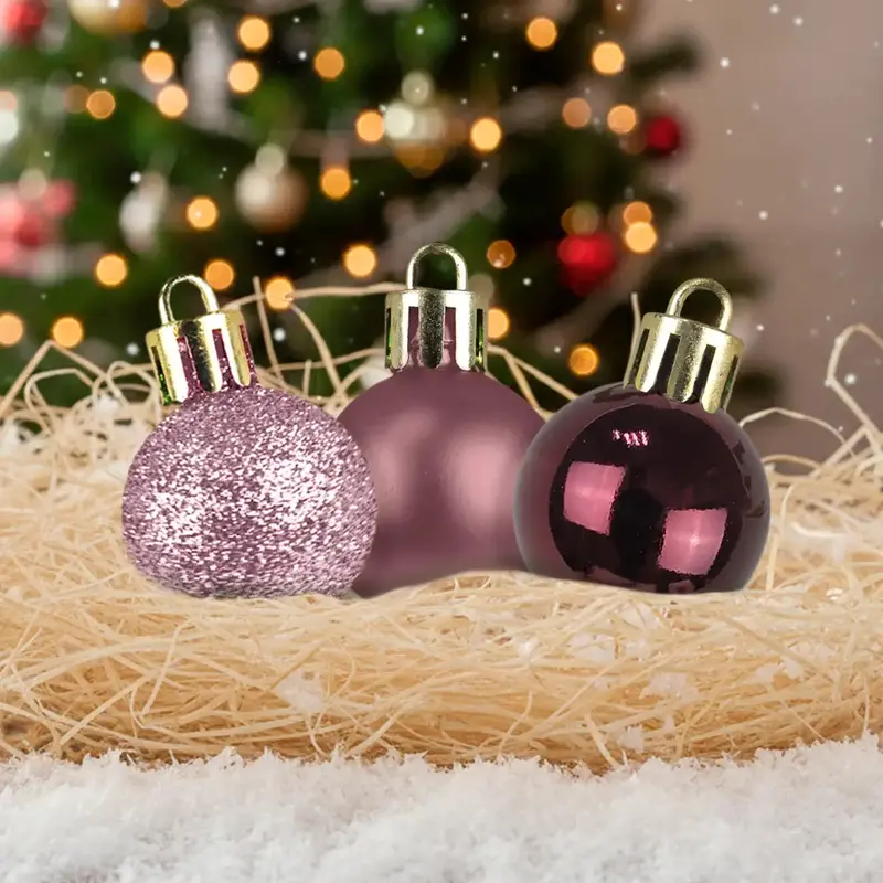 Kit De Esferas Navideñas, 9 Pzas, Color Vino 1