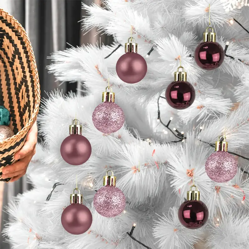 Kit De Esferas Navideñas, 9 Pzas, Color Vino 2
