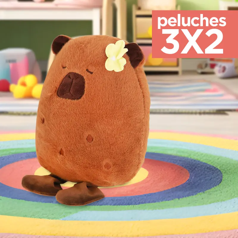 Kit De Peluche, Capibara Con Flor Amarilla ¡Llévate 3 Y Paga 2! 1